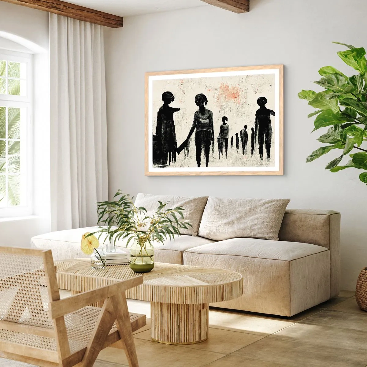 Poster în ramă de stejar deschis - Împotriva singurătății - 40x30 cm