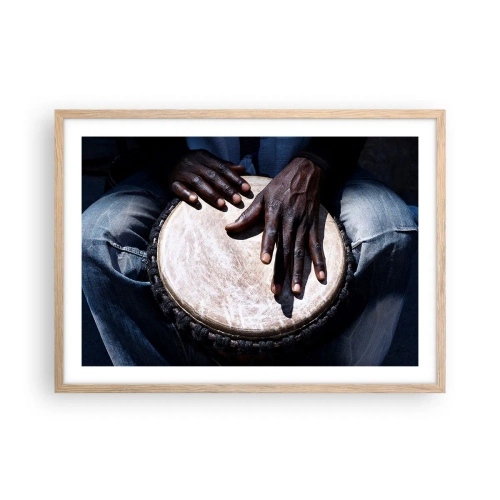 Poster în ramă de stejar deschis - Trăiește în ritmul tău - 70x50 cm