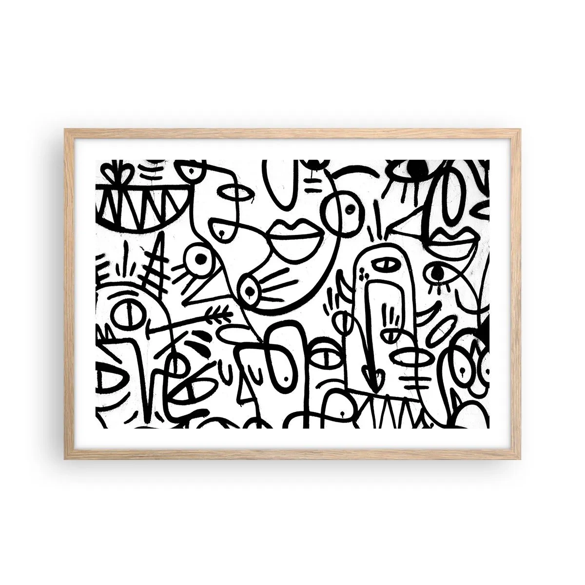 Poster în ramă de stejar deschis - Chipuri și miraje - 70x50 cm