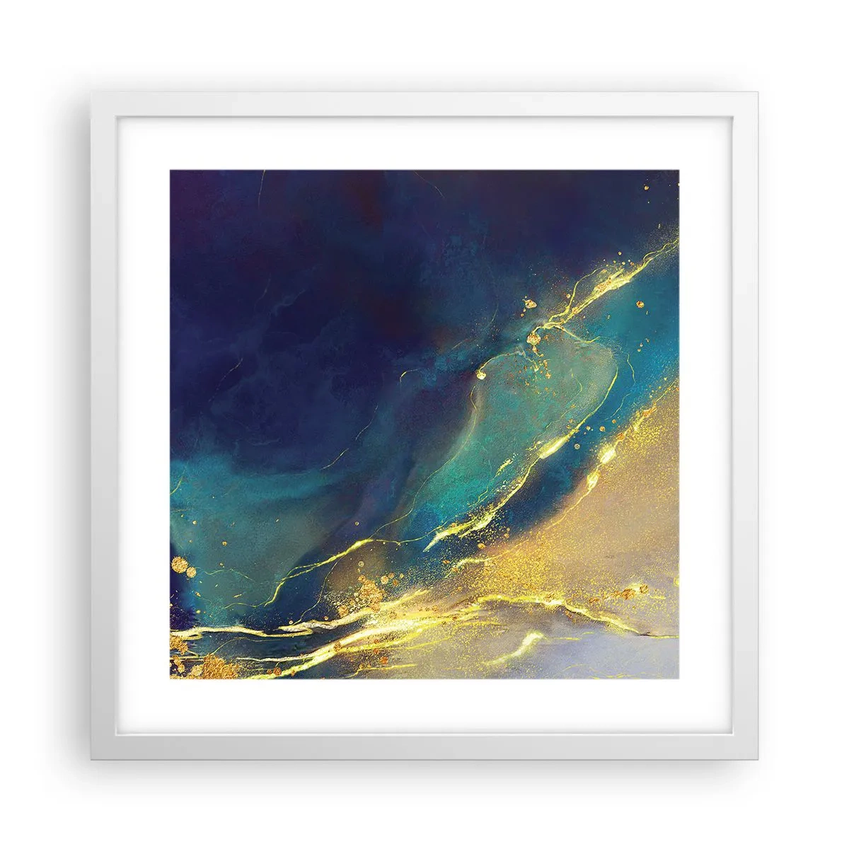 Poster în ramă albă - Baltă de aur - 40x40 cm