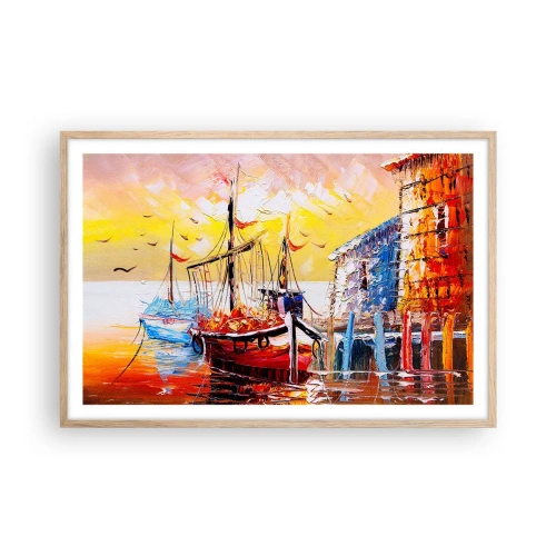Poster în ramă de stejar deschis - Întoarcere fericită - 91x61 cm