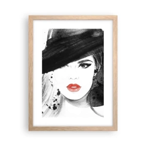 Poster în ramă de stejar deschis - Doamna în negru - 30x40 cm