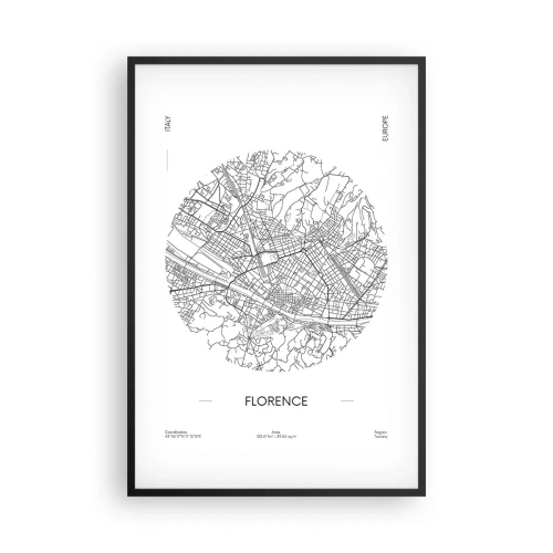 Poster în ramă neagră - Anatomia Florenței - 61x91 cm