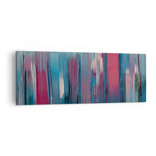 Tablou pe pânză - Compoziție verticală în albastru și roșu - 140x50 cm