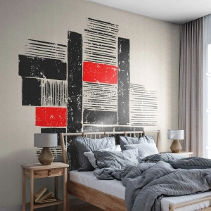 Tapet Standard Eco - Roșu și negru - Abstracția, Artă Modernă, Industrial - 350x256 cm