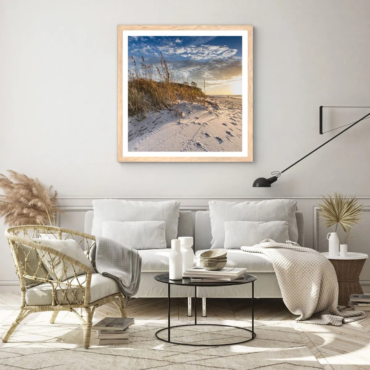 Poster în ramă de stejar deschis - Invitație la o plimbare - 60x60 cm