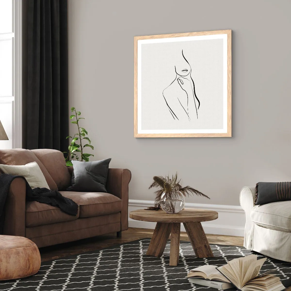 Poster în ramă de stejar deschis - Val de melancolie - 60x60 cm