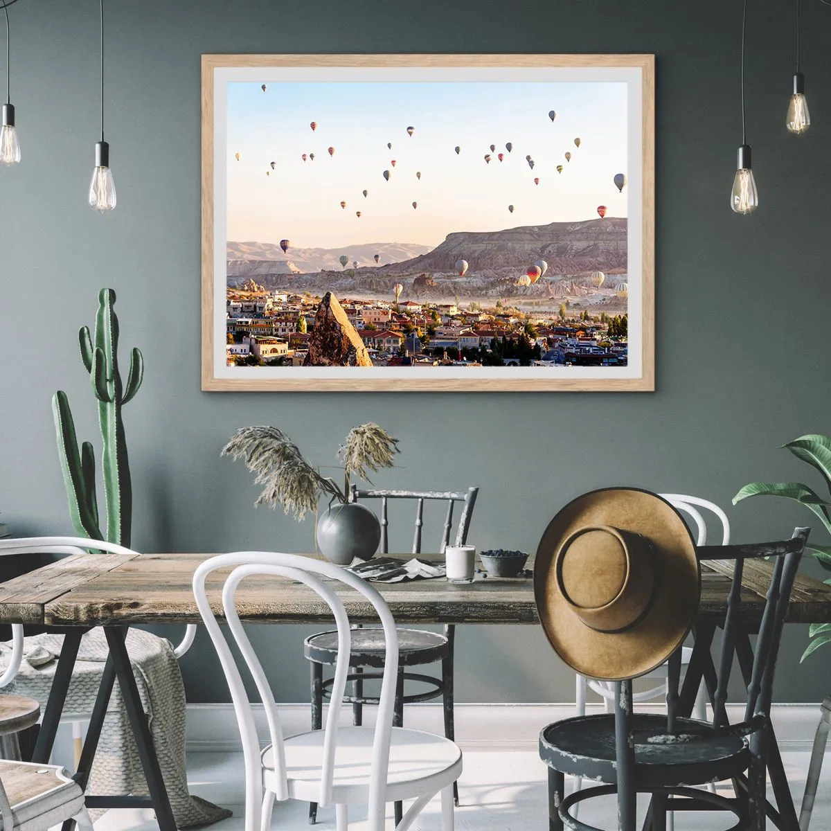 Poster în ramă de stejar deschis - Ca niște nave pe cer - 70x50 cm