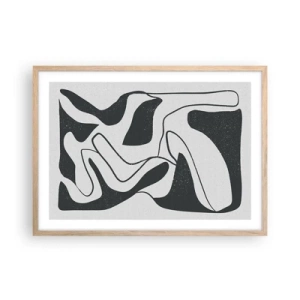 Poster în ramă de stejar deschis - Distracție abstractă în labirint - 70x50 cm