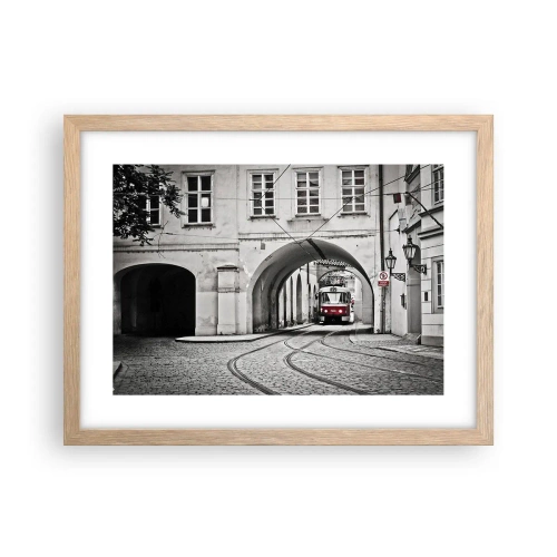 Poster în ramă de stejar deschis - Printr-un labirint urban - 40x30 cm