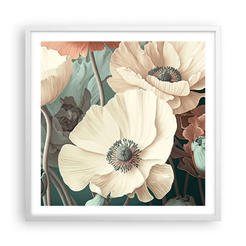 Poster în ramă albă - Șoapta macilor - 60x60 cm