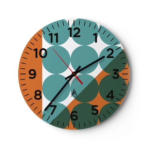 Ceas de perete - Ceas pe sticlă - Sus și pe diagonală - 40x40 cm