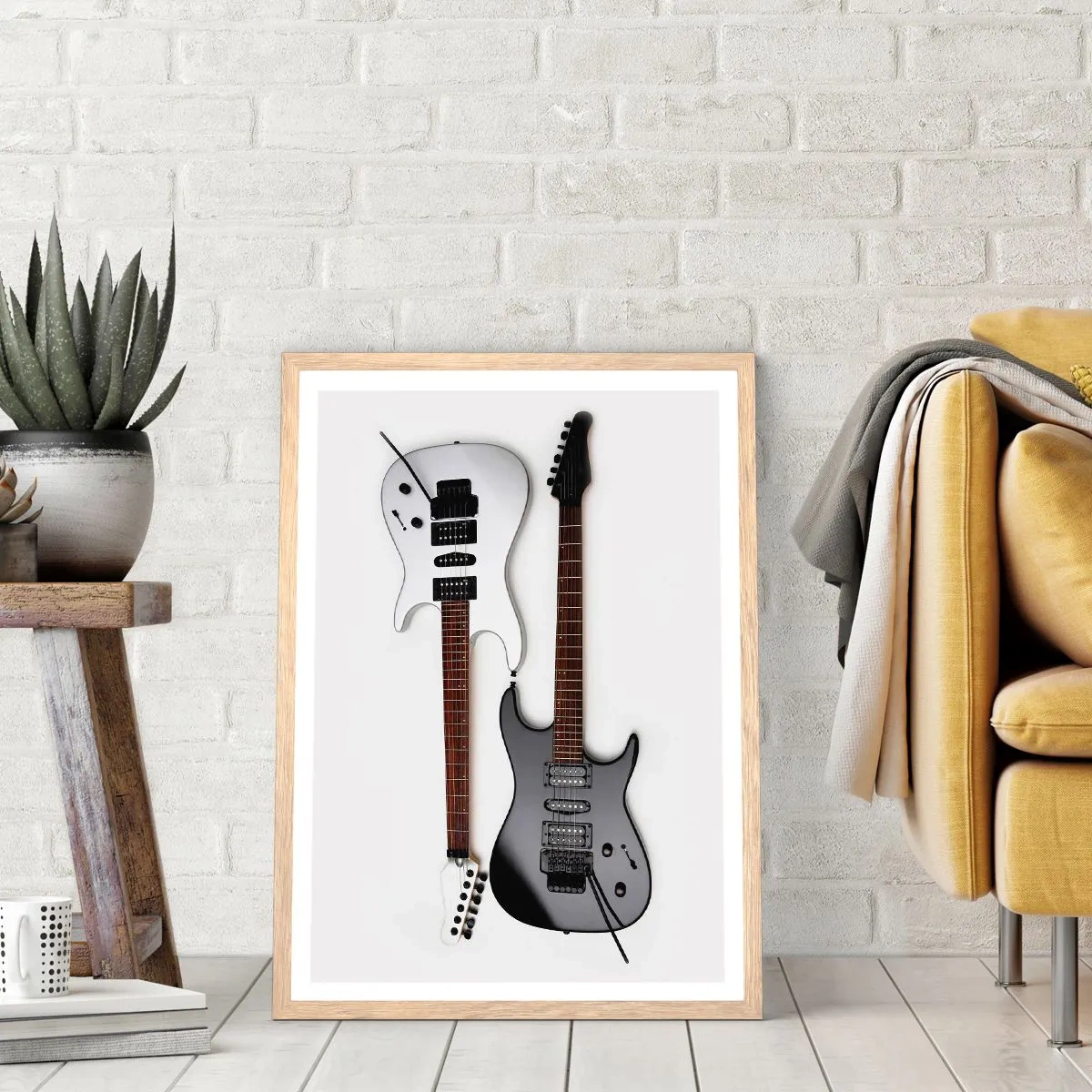 Poster în ramă de stejar deschis - Armonie de forme - 70x100 cm