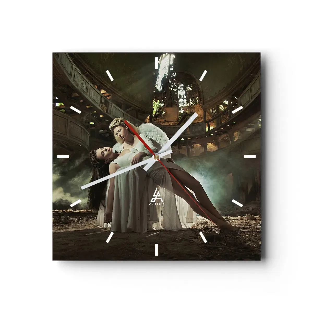 Ceas de perete - Ceas pe sticlă - Spiritul vechiului teatru - 30x30 cm