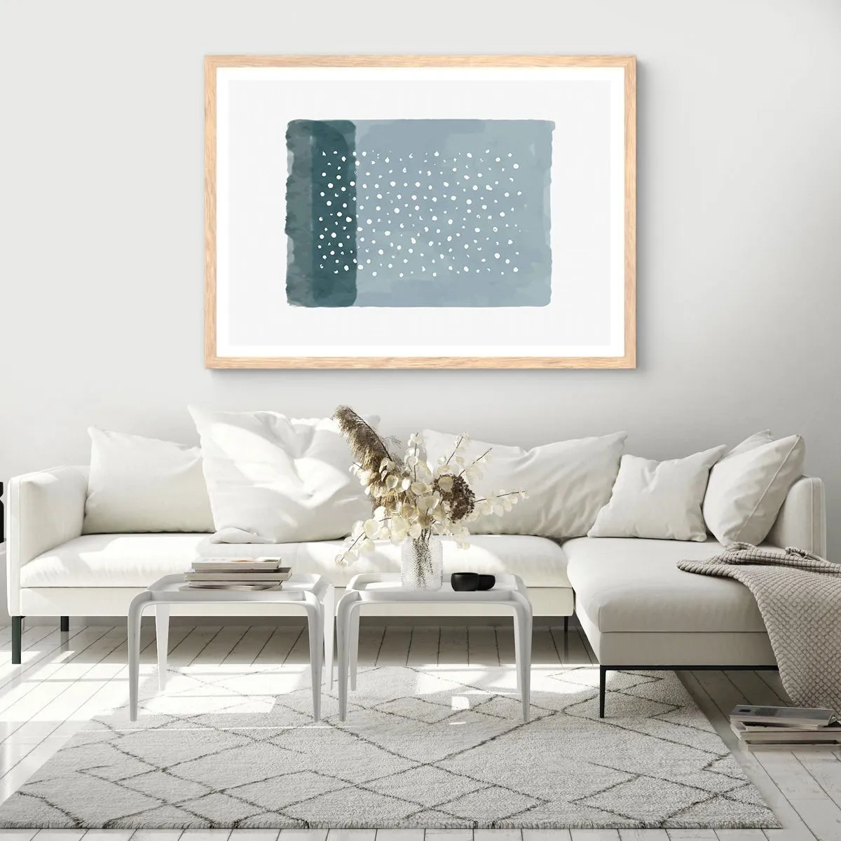 Poster în ramă de stejar deschis - Crescute pe albastru - 91x61 cm