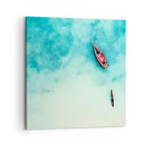 Tablou pe pânză - Pe plajele din Zanzibar, când apele în exces... - 60x60 cm