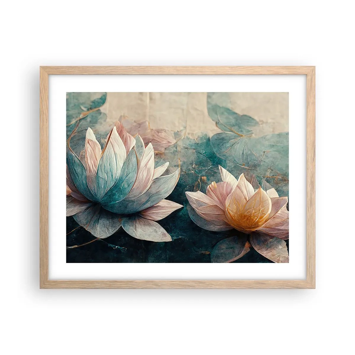 Poster în ramă de stejar deschis - Stele de lac - 50x40 cm