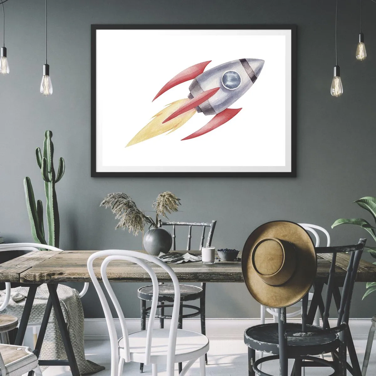 Poster în ramă neagră - Mai sus, mai repede, mai departe - 50x40 cm