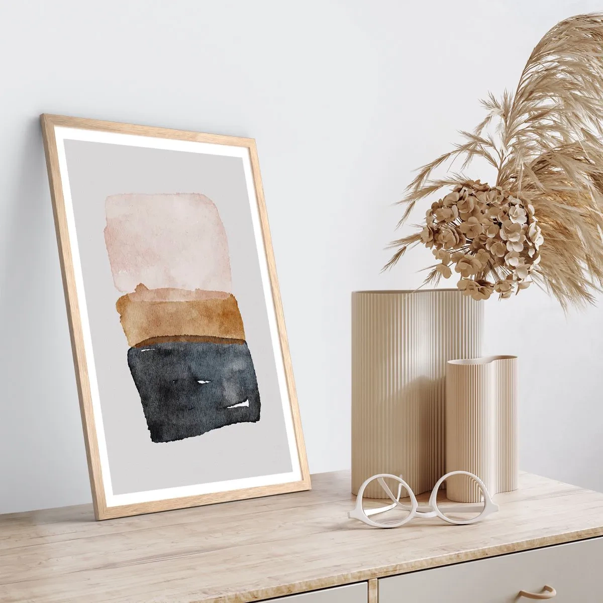 Poster în ramă de stejar deschis - Compoziția culorilor pământului - 50x70 cm