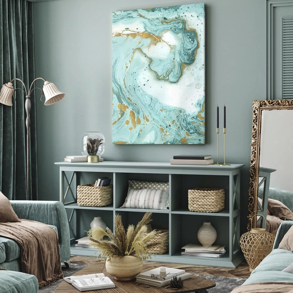 Tablou pe pânză - Sub marele val al perioadei Edo - 45x80 cm