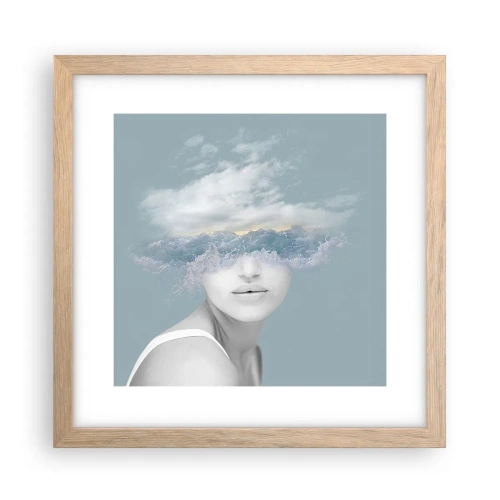 Poster în ramă de stejar deschis - Cu capul în nori - 30x30 cm