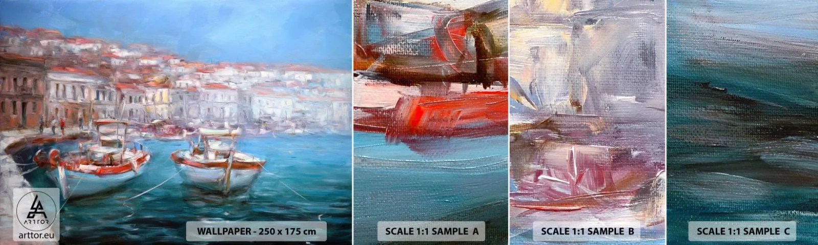 Mostră tapet autocolant Deluxe Sticker - Golful italian - Oras port, Arhitectură, Grecia - 100x30 cm