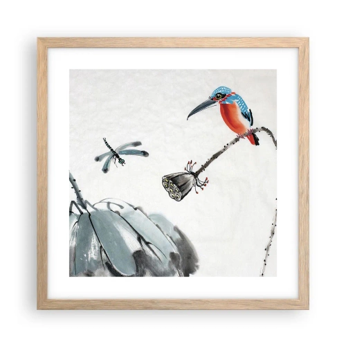 Poster în ramă de stejar deschis - Viața de pajiște - 40x40 cm