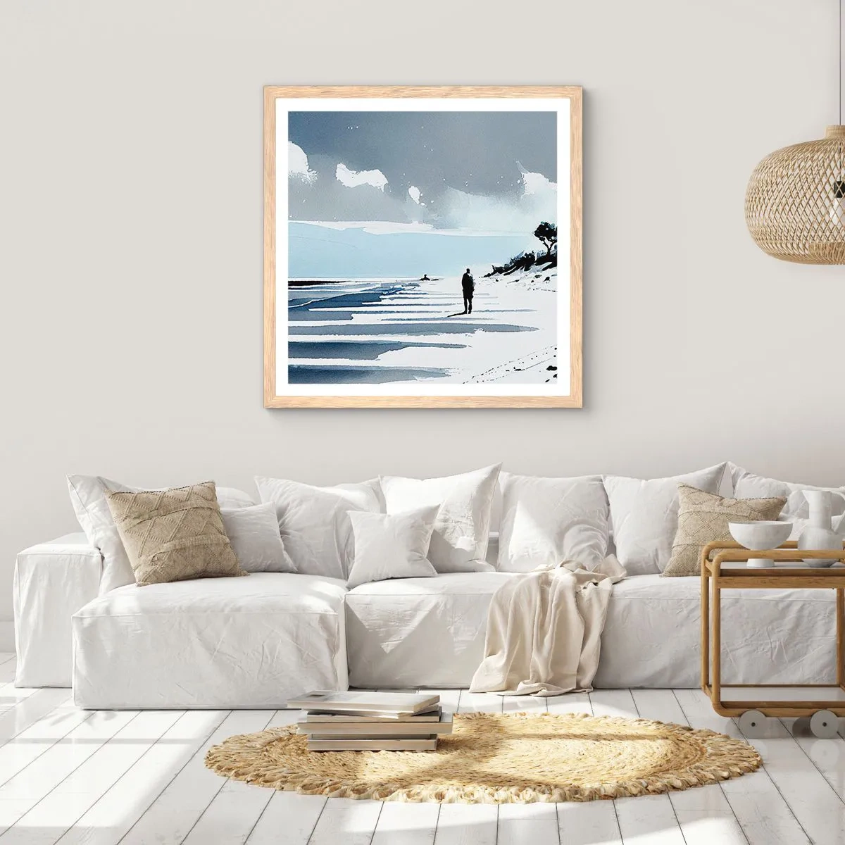 Poster în ramă de stejar deschis - Singuratic - 60x60 cm