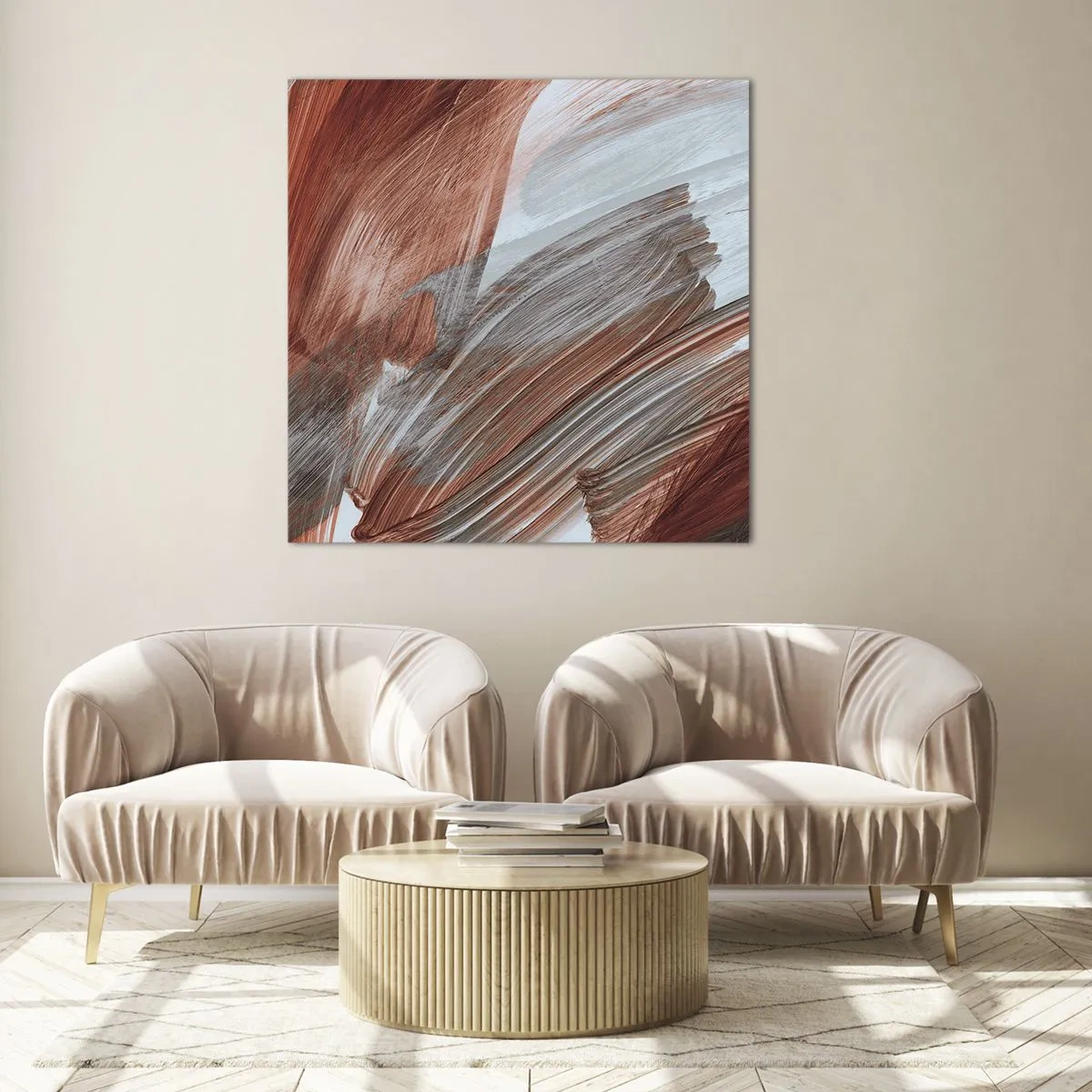 Tablou pe sticlă - Abstracție autumnală și vântoasă - 60x60 cm