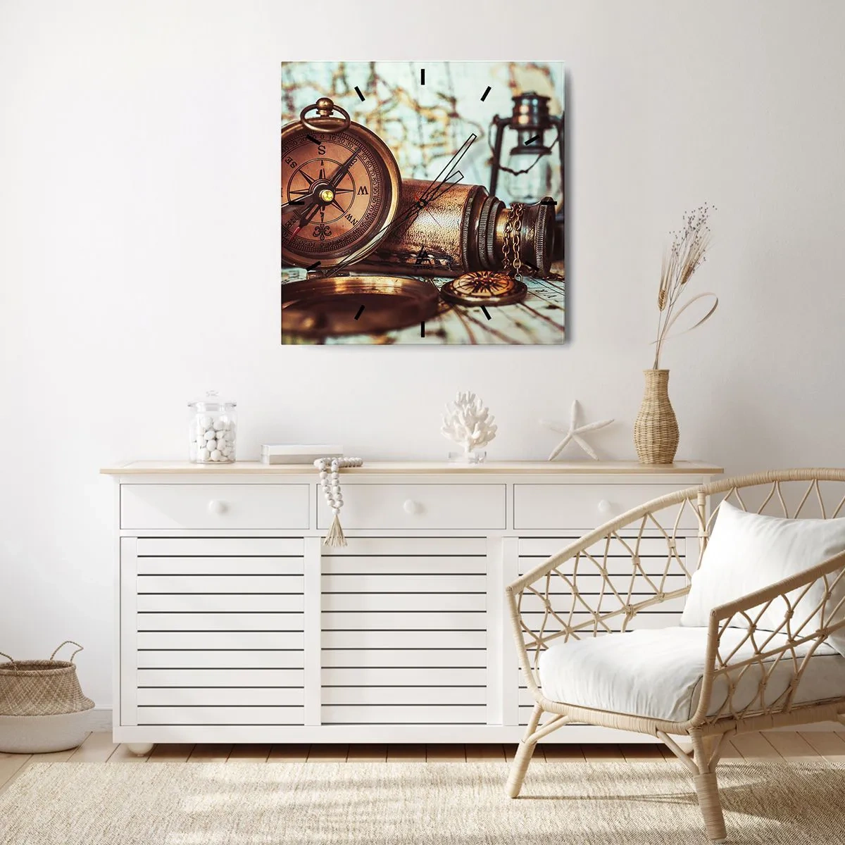 Ceas de perete - Ceas pe sticlă - Te așteaptă o aventură cu pirați în Caraibe - 30x30 cm