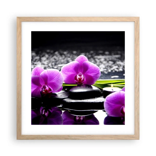Poster în ramă de stejar deschis - Să te scufunzi în pace și liniște - 40x40 cm