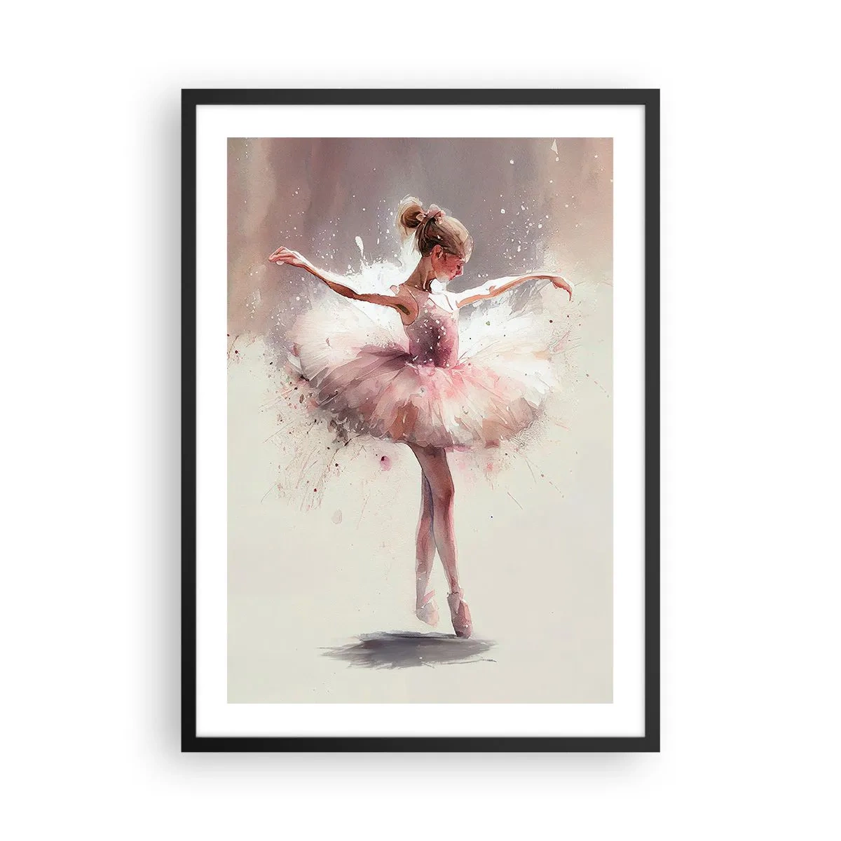 Poster în ramă neagră - Balerină în mișcare artistică - 50x70cm - Ca o pasăre tânără - Decorațiune modernă pentru perete pentru living și dormitor ARTTOR