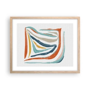 Poster în ramă de stejar deschis - Abstracție prietenoasă și zâmbitoare - 50x40 cm