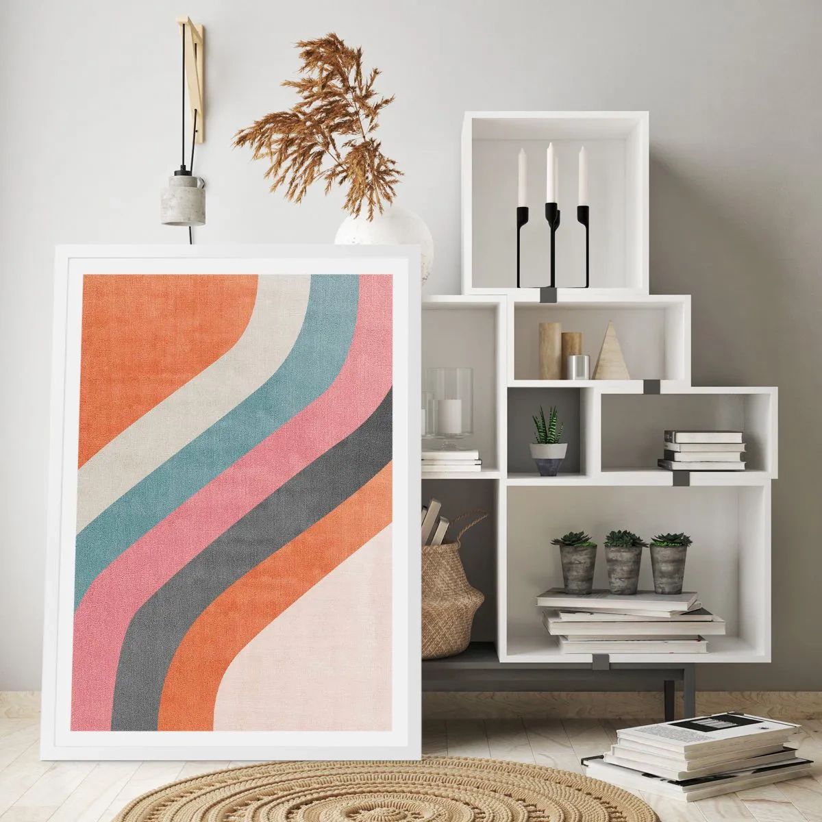 Poster în ramă albă - Compoziție diagonală - mișcare - 61x91 cm