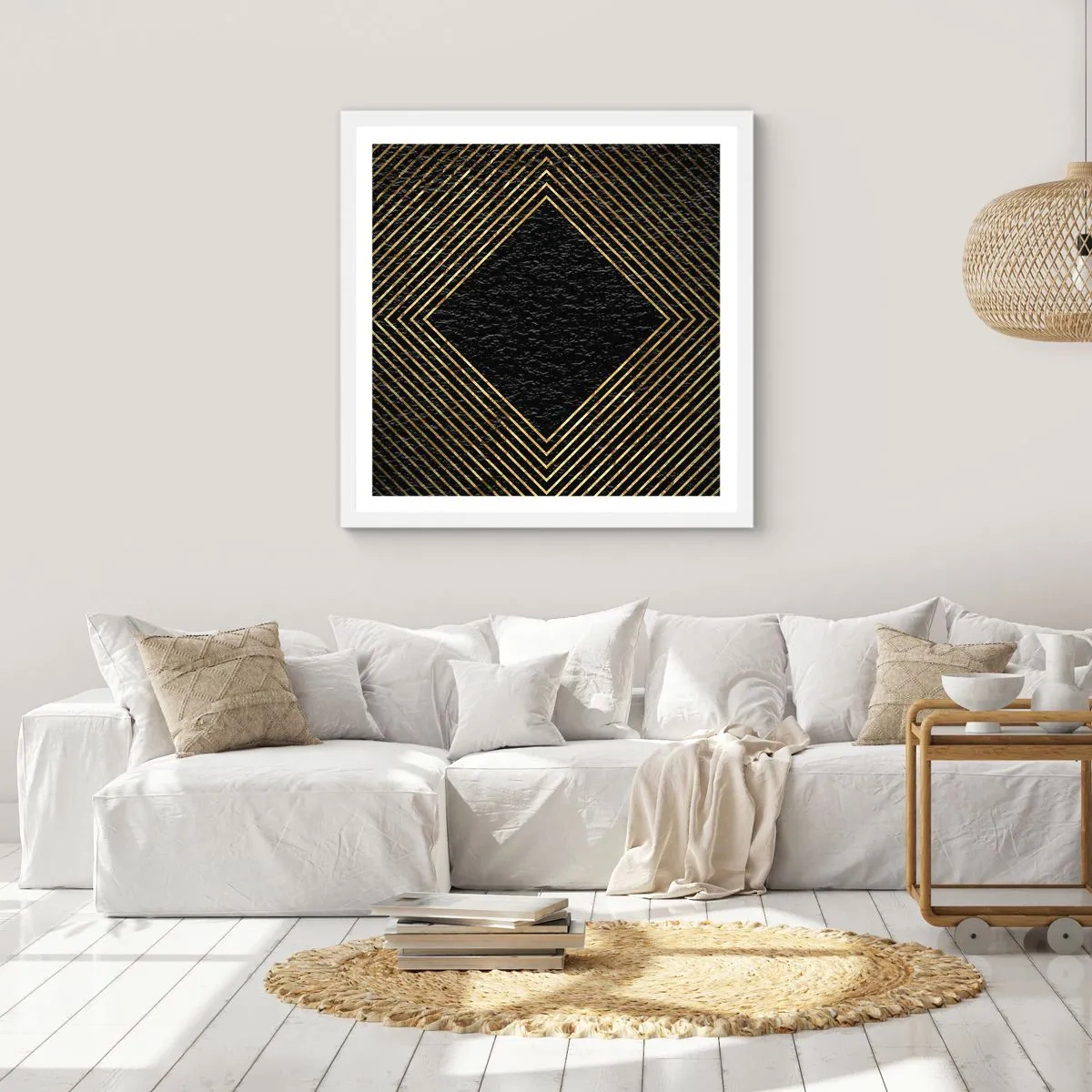Poster în ramă albă - Geometrie în stil glamour - 40x40 cm