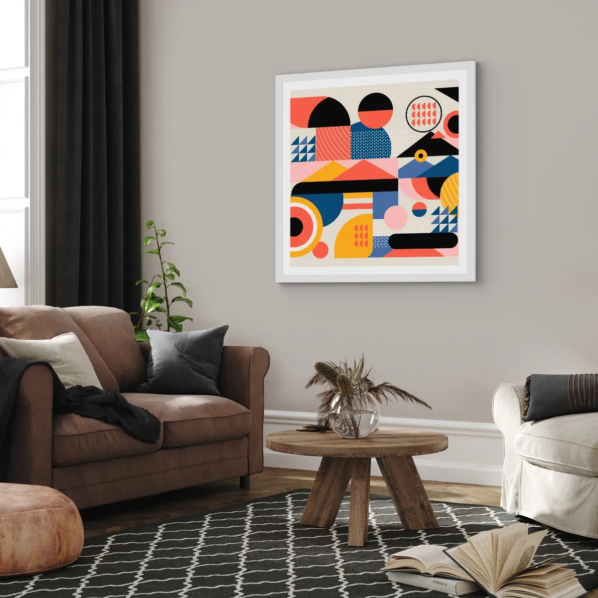 Poster în ramă albă - Compoziție: joacă-te - 50x50 cm