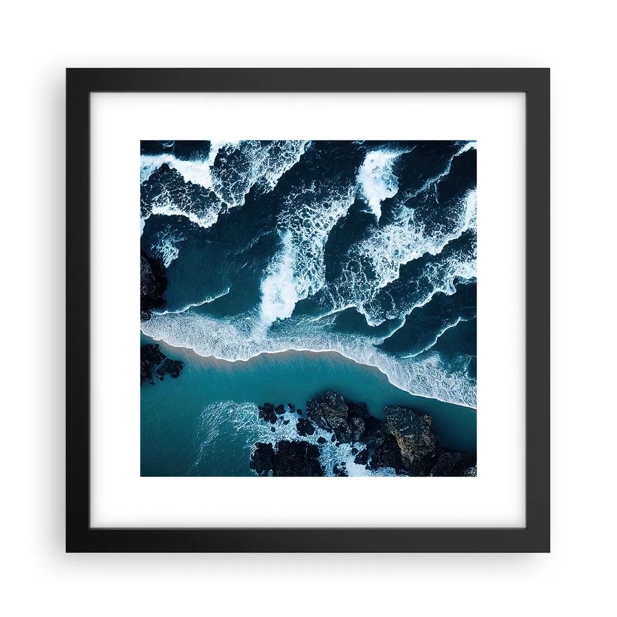 Poster în ramă neagră - Înfășurate în valuri - 30x30 cm