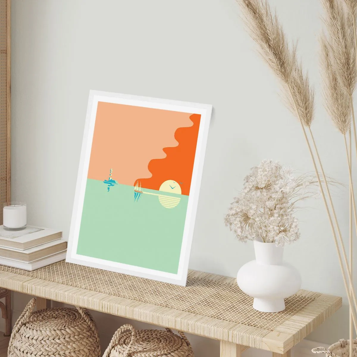 Poster în ramă albă - Peisaj marin perfect - 30x40 cm