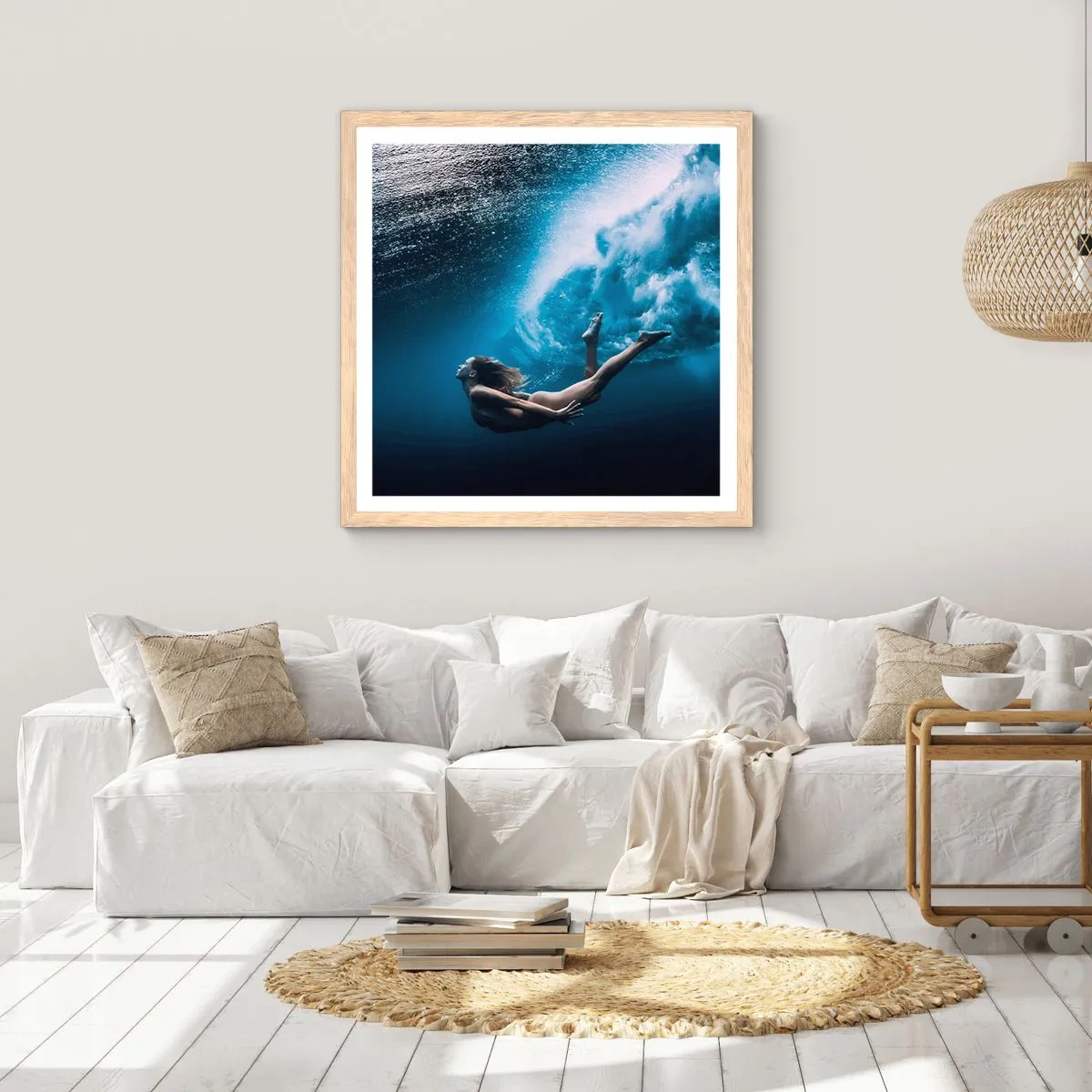 Poster în ramă de stejar deschis - Sirena modernă - 50x50 cm