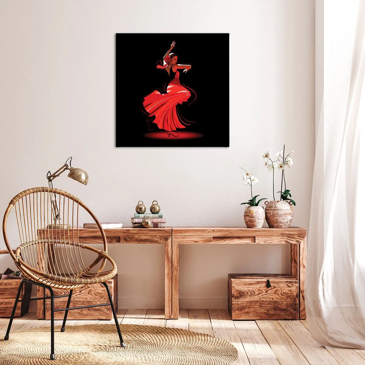 Tablou pe pânză - Spiritul înflăcărat al flamenco-ului - 50x50 cm