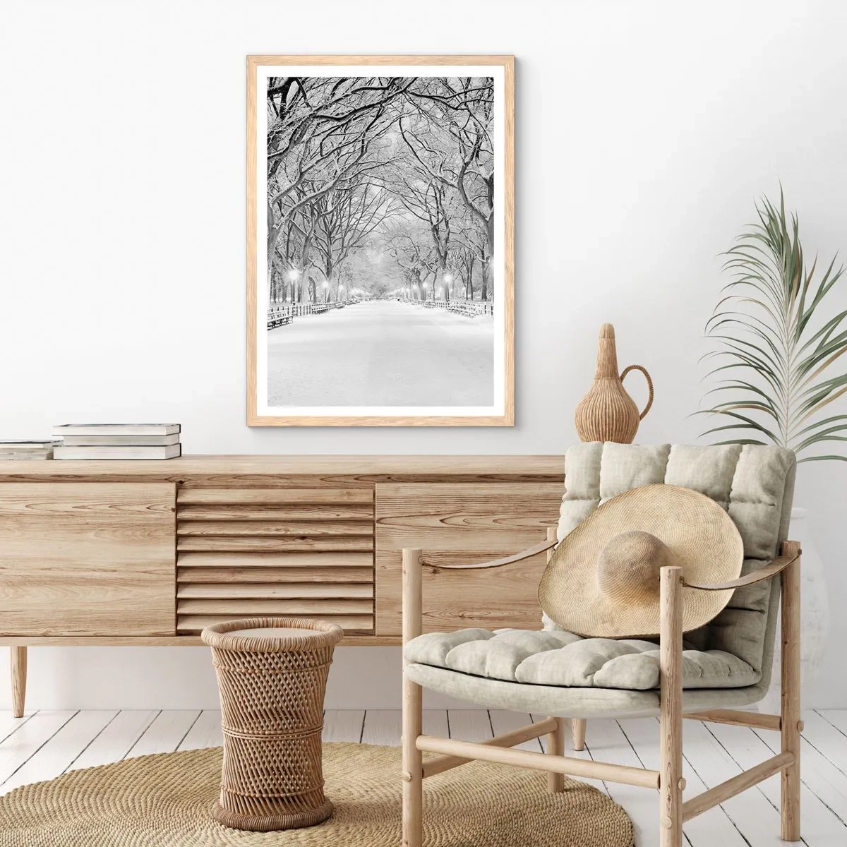 Poster în ramă de stejar deschis - Cele patru anotimpuri – iarna - 50x70 cm