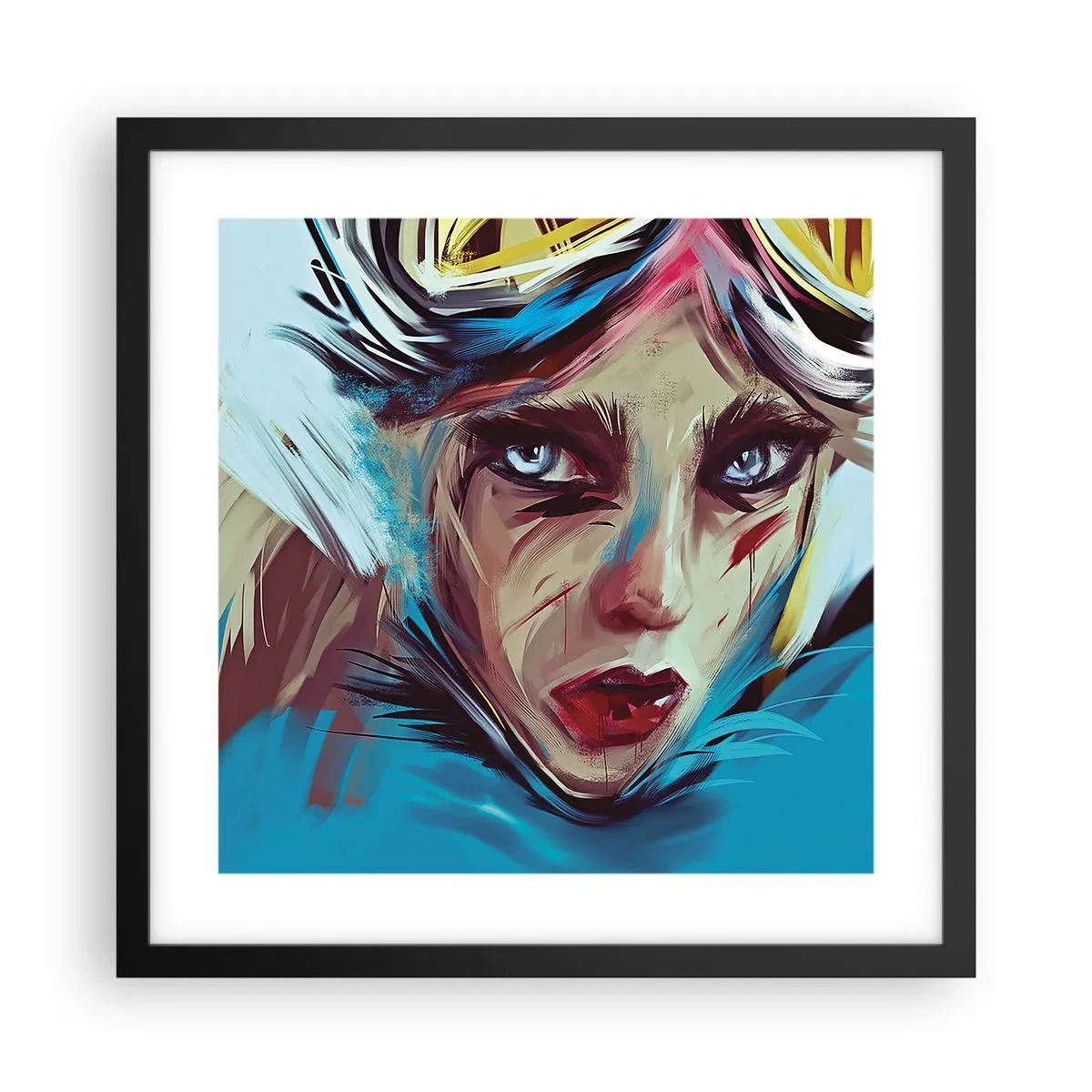 Poster în ramă neagră - Războinica de drum - 40x40 cm