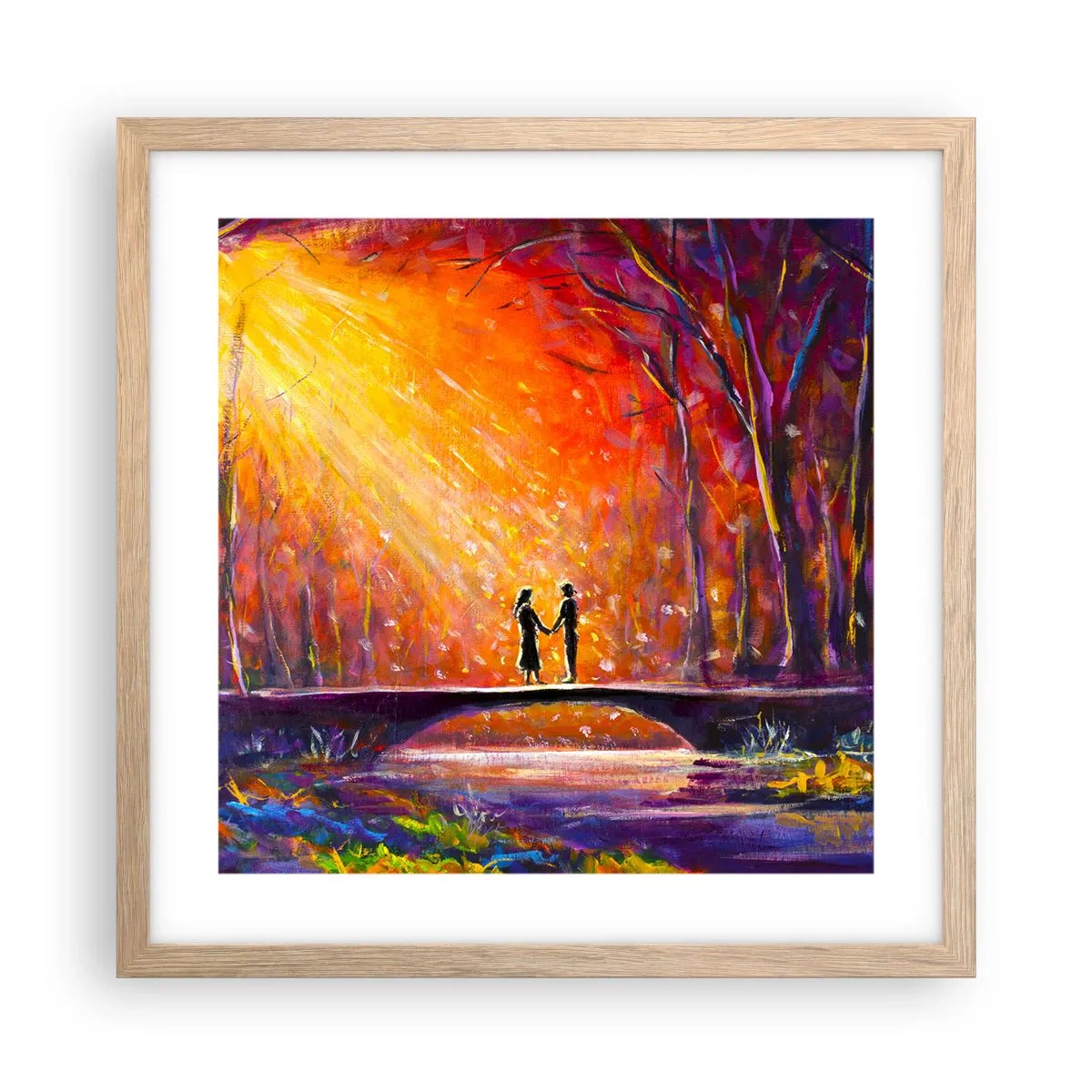 Poster în ramă de stejar deschis - Și cerul îi iubește - 40x40 cm