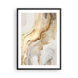 Poster în ramă neagră - Compoziție abstractă din marmură albă și aurie - 50x70cm - Abstracție: frumusețe și bunătate - Decorațiune modernă pentru perete pentru living și dormitor ARTTOR