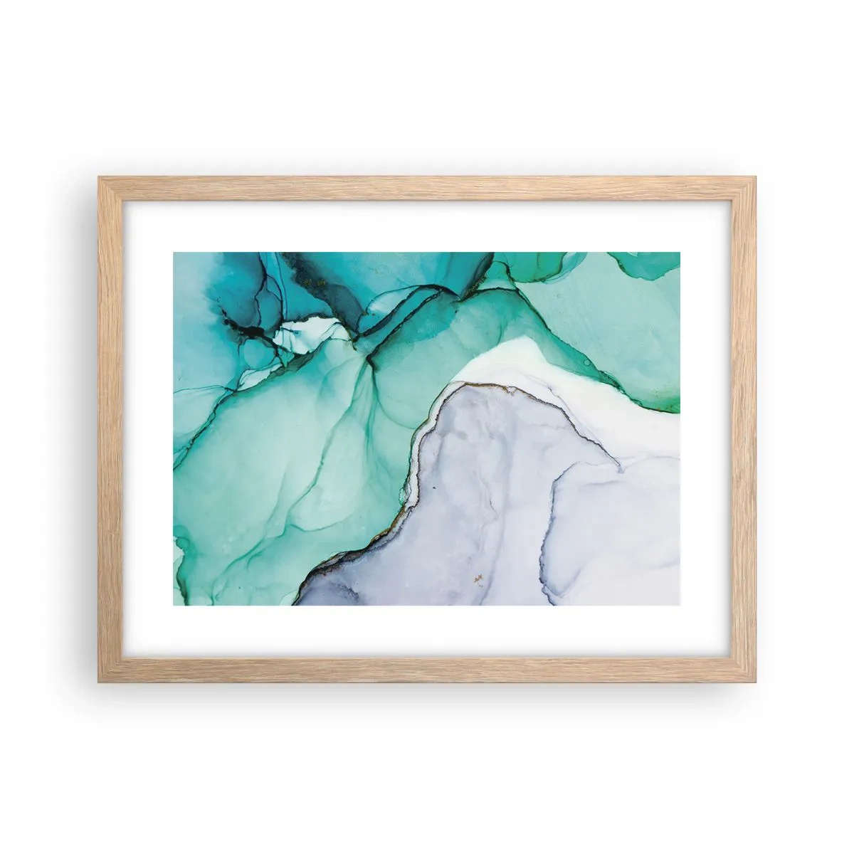 Poster în ramă de stejar deschis - Studiu în turcoaz - 40x30 cm