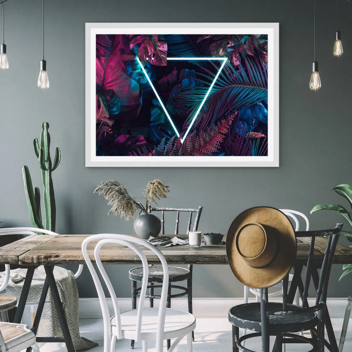 Poster în ramă albă - Grădină în stil disco - 70x50 cm