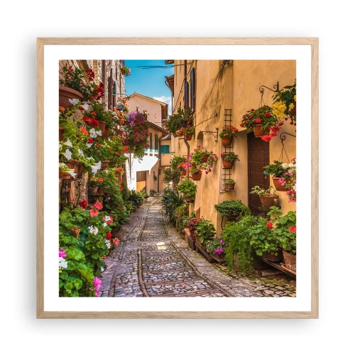 Poster în ramă de stejar deschis - Străduță italiană - 60x60 cm