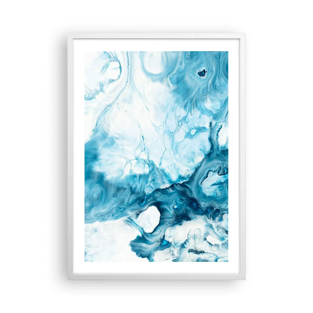Poster în ramă albă - Concert de nuanțe de albastru - 50x70 cm