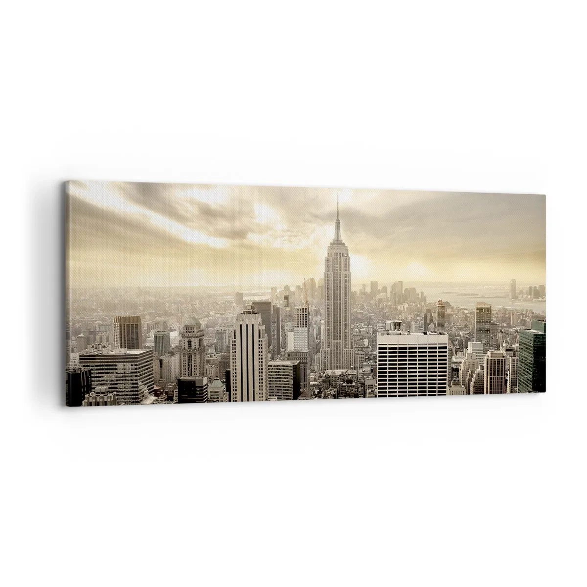 Tablou pe pânză - New York țesut din gri - 100x40 cm