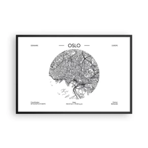 Poster în ramă neagră - Anatomia Oslo - 91x61 cm